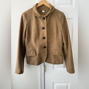 J.Crew brown wool jacket with gorgeous buttons. Size: 10 Has a hole see picture
